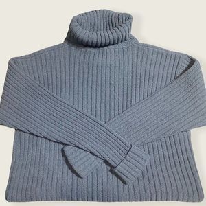 Women's Ribbed Turtleneck Sweater - Blue